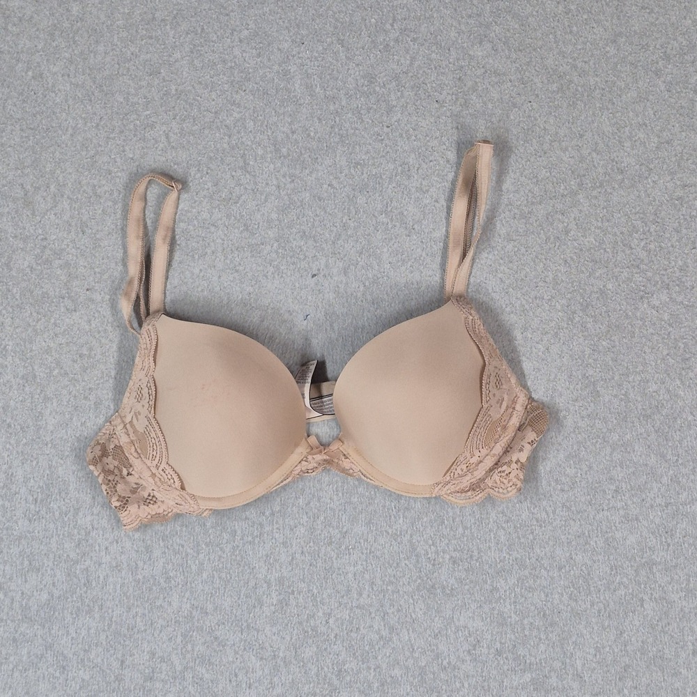 Victoria's Secret Women Bra 32C Beige Dream Angels Push Up Lace Strap